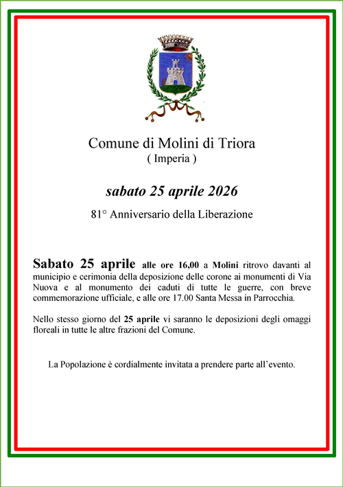 Celebrazione 81° Anniversario della Liberazione 25 aprile 2026